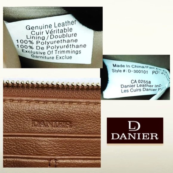 DANIER Genuine Leather Women’s Brown Zip Large Wallet Clutch Tassel Gold-tone - Picture 9 of 11